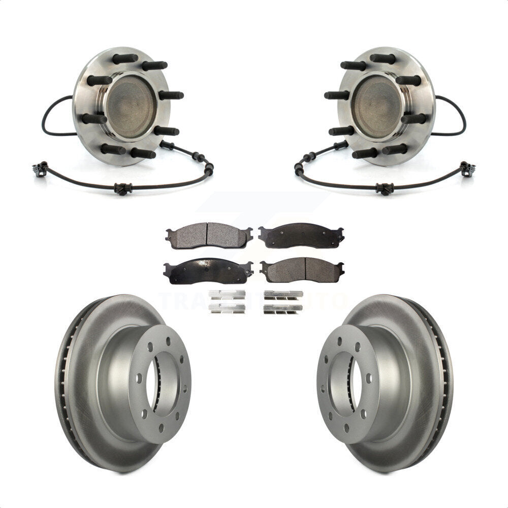 Hub Bearing Coat Brake Rotor Pad Front Kit For 2003-2005 Dodge Ram 2500 3500 RWD