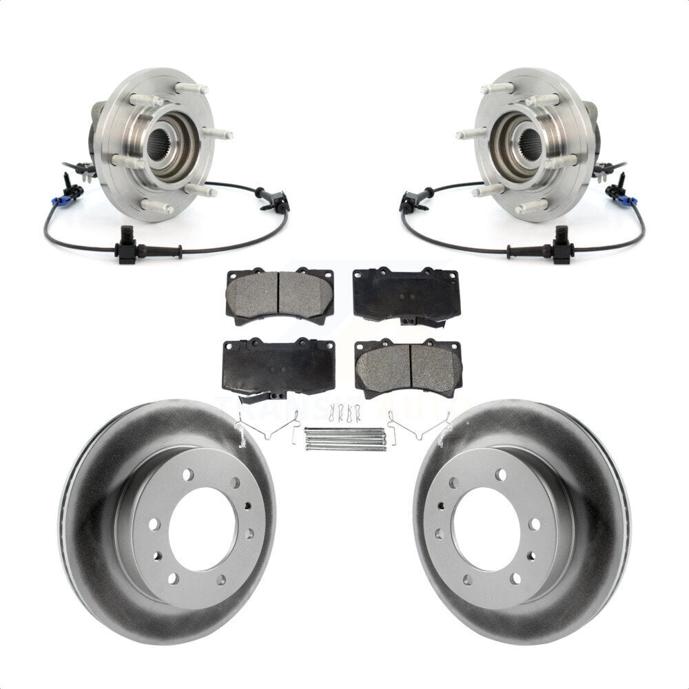 Hub Bearing Assembly Coated Brake Rotor & Pads Front Kit For 2006-2008 Hummer H3