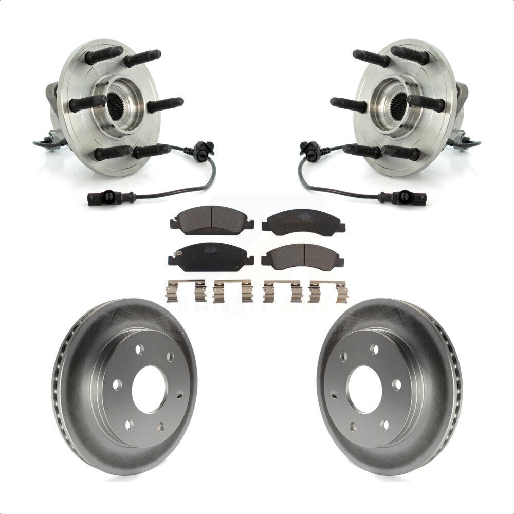 Hub Bearing Assembly Coated Disc Brake Rotor & Pad Front Kit For GMC Sierra 1500