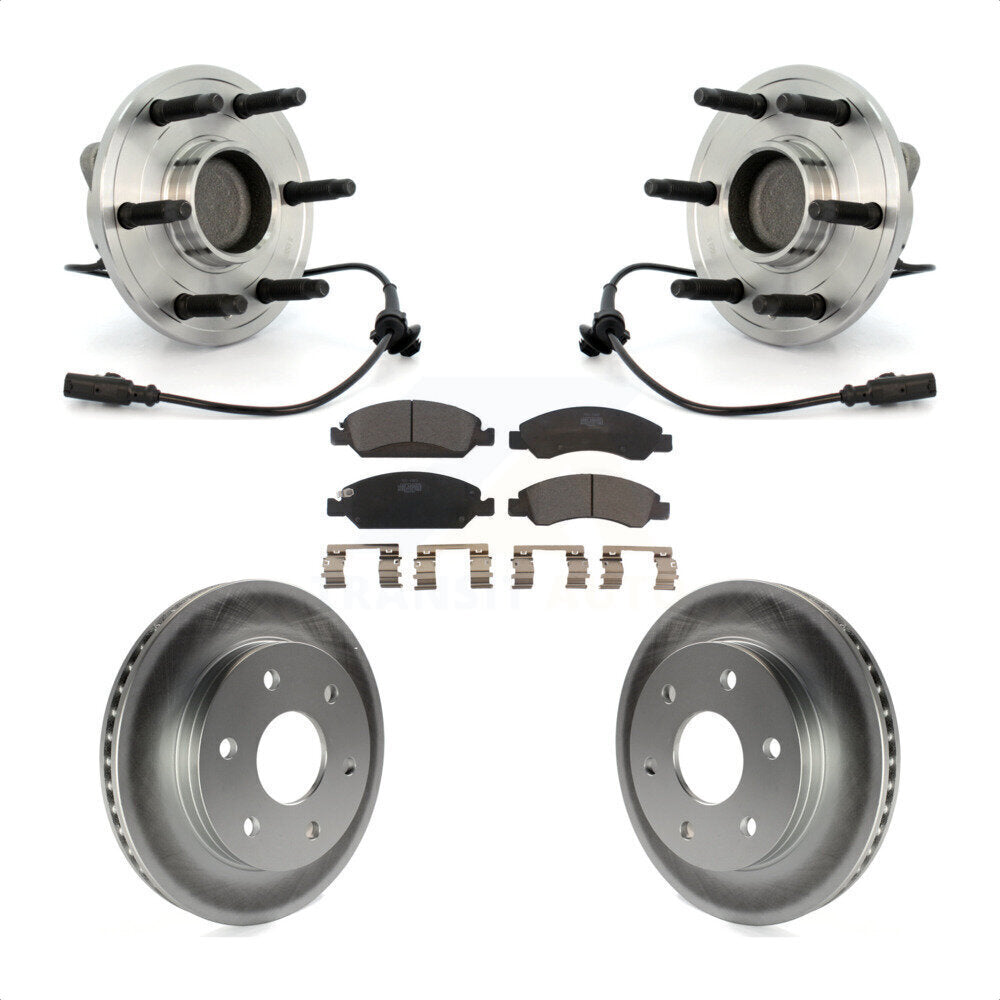 Hub Bearing Assembly Coated Disc Brake Rotor & Pad Front Kit For GMC Sierra 1500