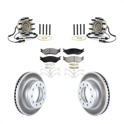 Hub Bearing Coated Brake Rotor And Pad Front Kit For Ford F-550 Super Duty F-450