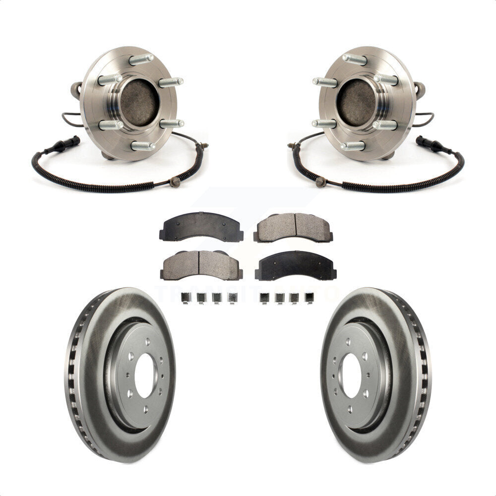 Hub Bearing Assembly Coated Brake Rotor & Pads Front Kit For 2010 Ford F-150 RWD