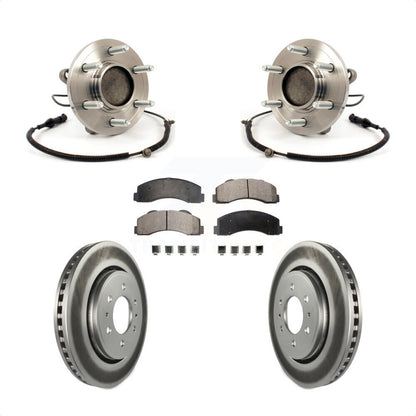 Hub Bearing Assembly Coated Brake Rotor & Pads Front Kit For 2010 Ford F-150 RWD