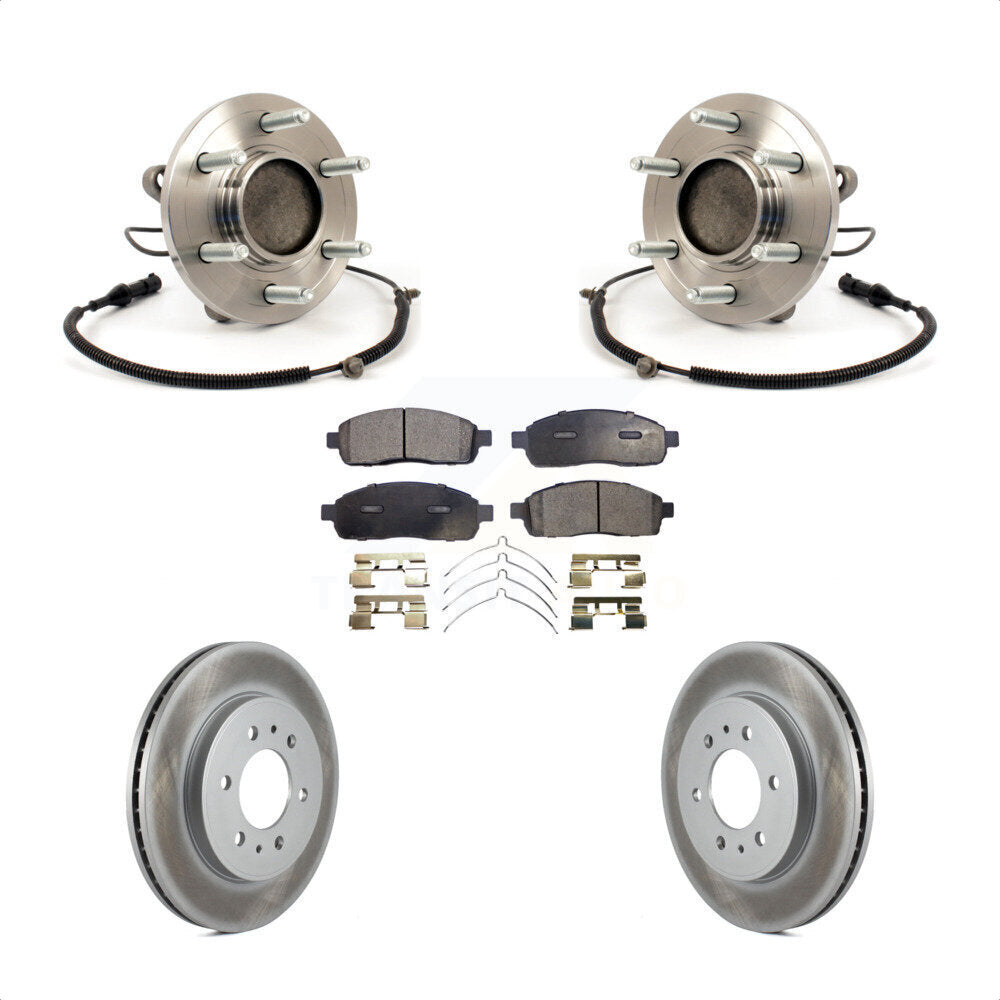 Hub Bearing Assembly Coated Brake Rotor & Pads Front Kit For 2009 Ford F-150 RWD