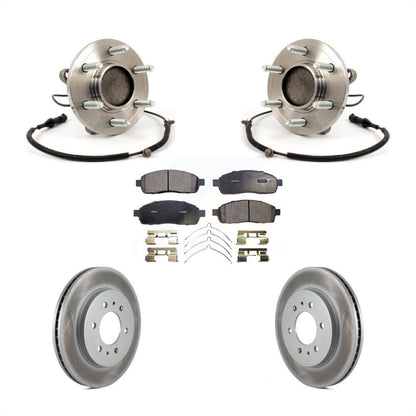 Hub Bearing Assembly Coated Brake Rotor & Pads Front Kit For 2009 Ford F-150 RWD