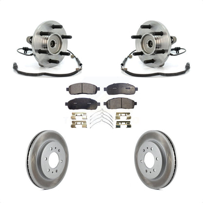 Hub Bearing Assembly Coated Brake Rotor & Pads Front Kit For 2009 Ford F-150 4WD