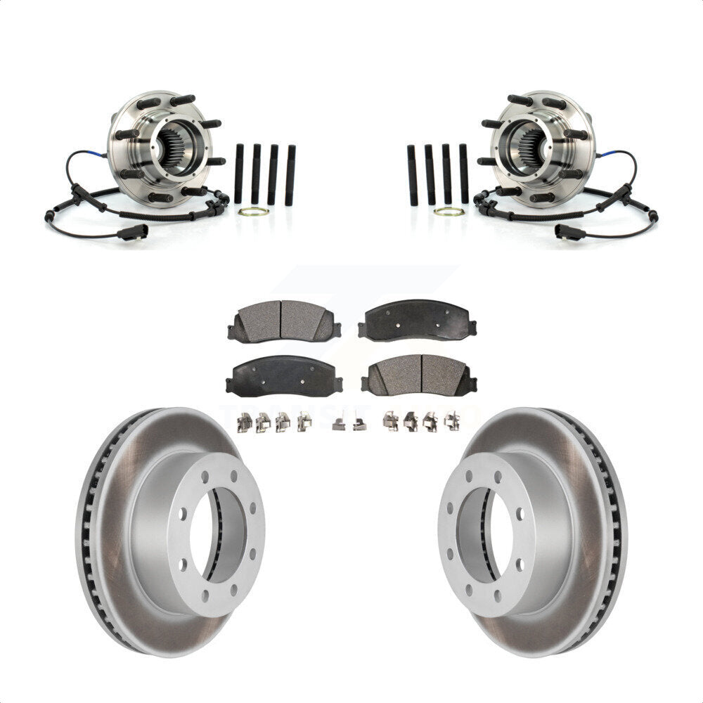 Hub Bearing Coated Brake Rotor Pad Front Kit For Ford F-350 Super Duty F-250 4WD