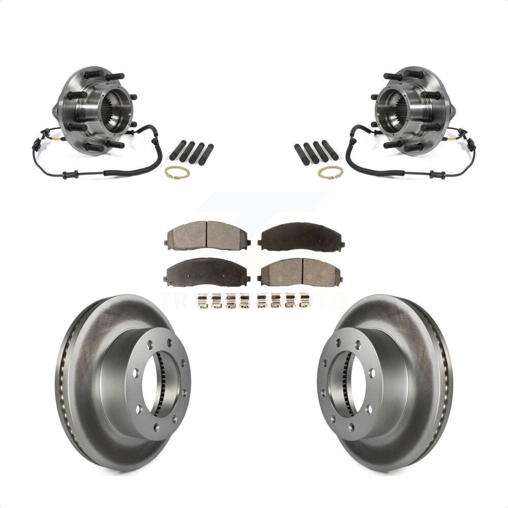 Hub Bearing Coated Brake Rotor Pads Front Kit For 2014 Ford F-350 Super Duty 4WD