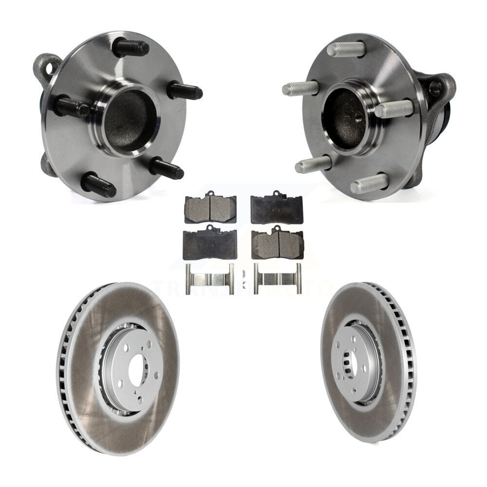 Hub Bearing Coated Brake Rotor Pads Front Kit (5Pc) For Lexus IS350 GS350 GS450h