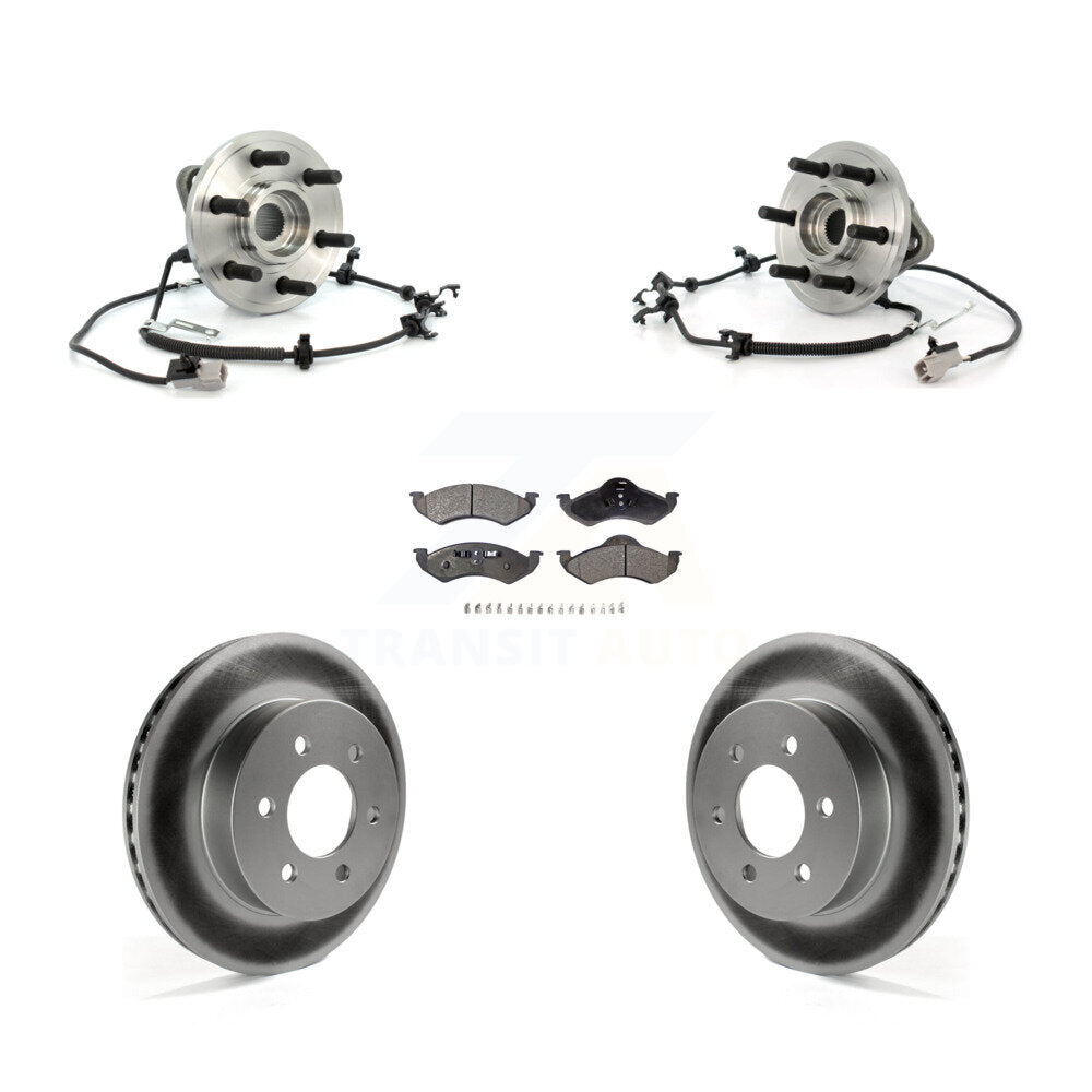 Hub Bearing Coated Brake Rotor Pads Front Kit For 2000-2002 Dodge Dakota Durango