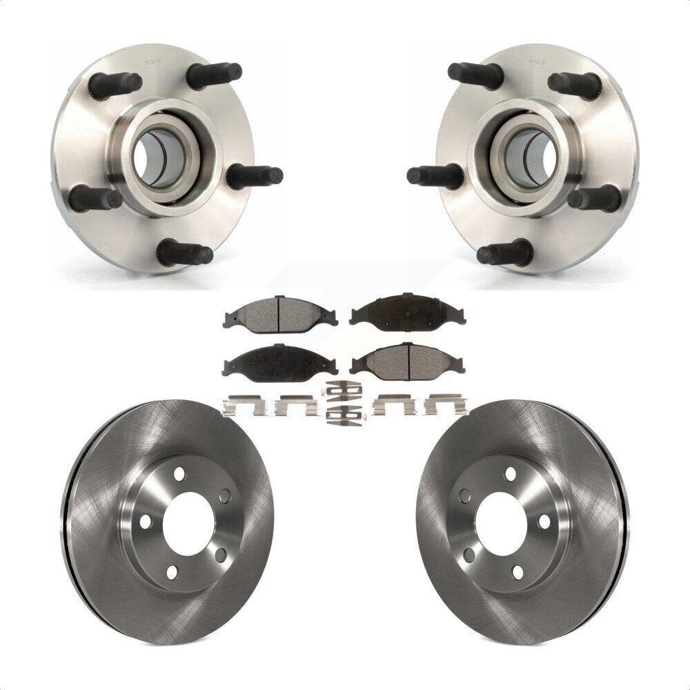 Hub Bearing Assembly Disc Brake Rotors And Pads Front Kit For Ford Mustang