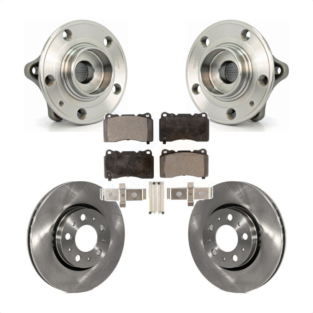 Hub Bearing Assembly Disc Brake Rotor & Pads Front Kit For 2005-2007 Volvo V70 R