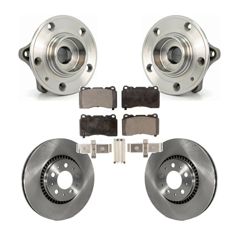 Hub Bearing Assembly Disc Brake Rotor & Pads Front Kit For 2005-2007 Volvo V70 R