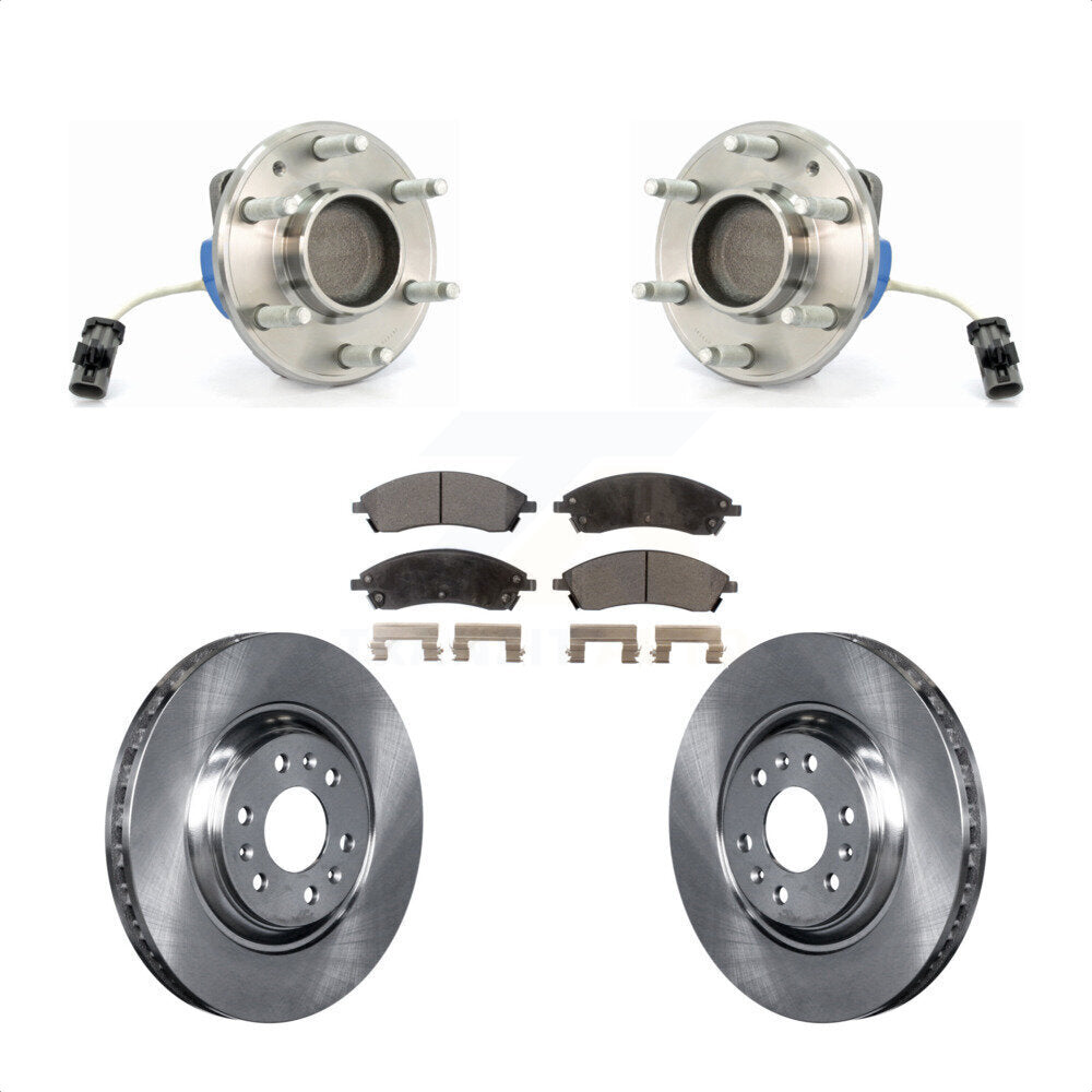 Hub Bearing Assembly Brake Rotor & Pads Front Kit For 2004-2009 Cadillac SRX RWD