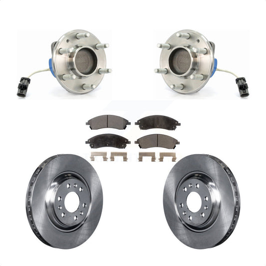 Hub Bearing Assembly Brake Rotor & Pads Front Kit For 2004-2009 Cadillac SRX RWD