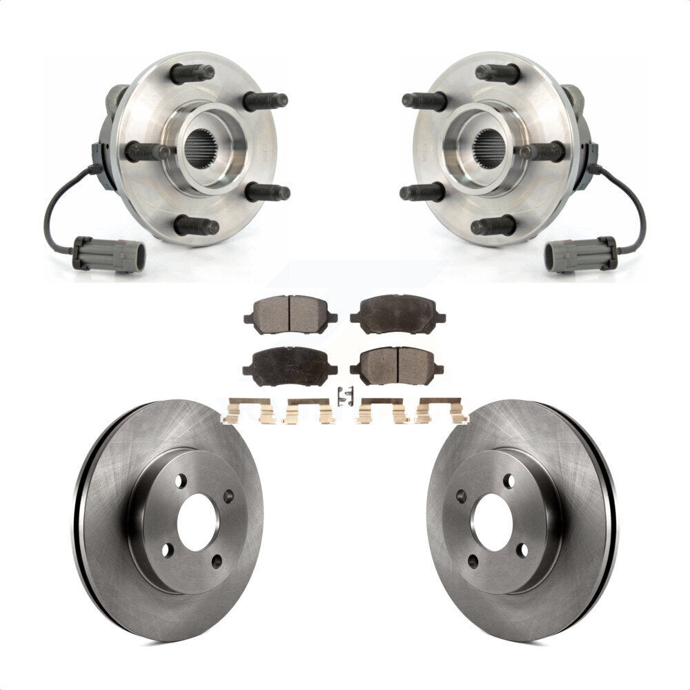 Hub Bearing Assembly Brake Rotor & Pads Front Kit For Saturn Ion Pontiac Pursuit