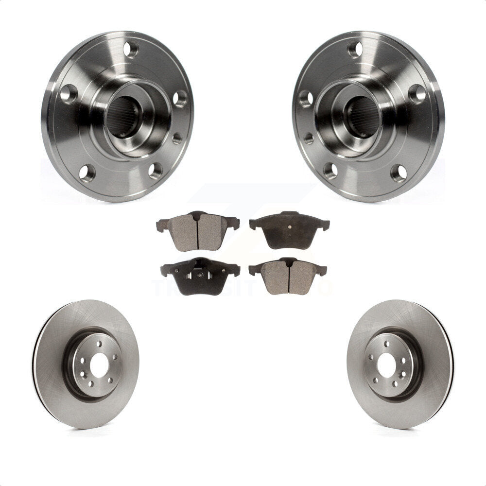 Hub Bearing Assembly Brake Rotor & Pads Front Kit For Volvo XC70 S60 V60 S80 V70