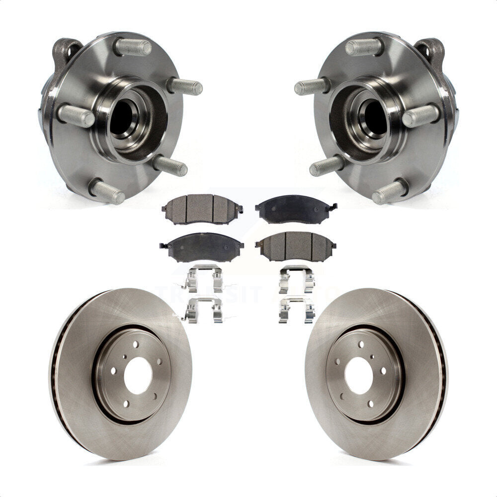 Hub Bearing Assembly Disc Brake Rotor & Pad Front Kit For INFINITI FX35 FX37 RWD