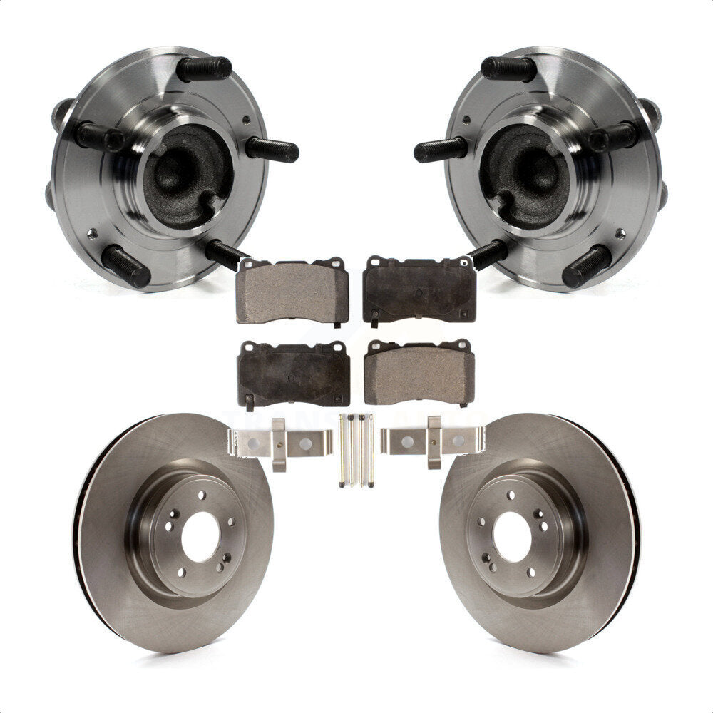 Hub Bearing Assembly Disc Brake Rotor & Pads Front Kit For Hyundai Genesis Coupe