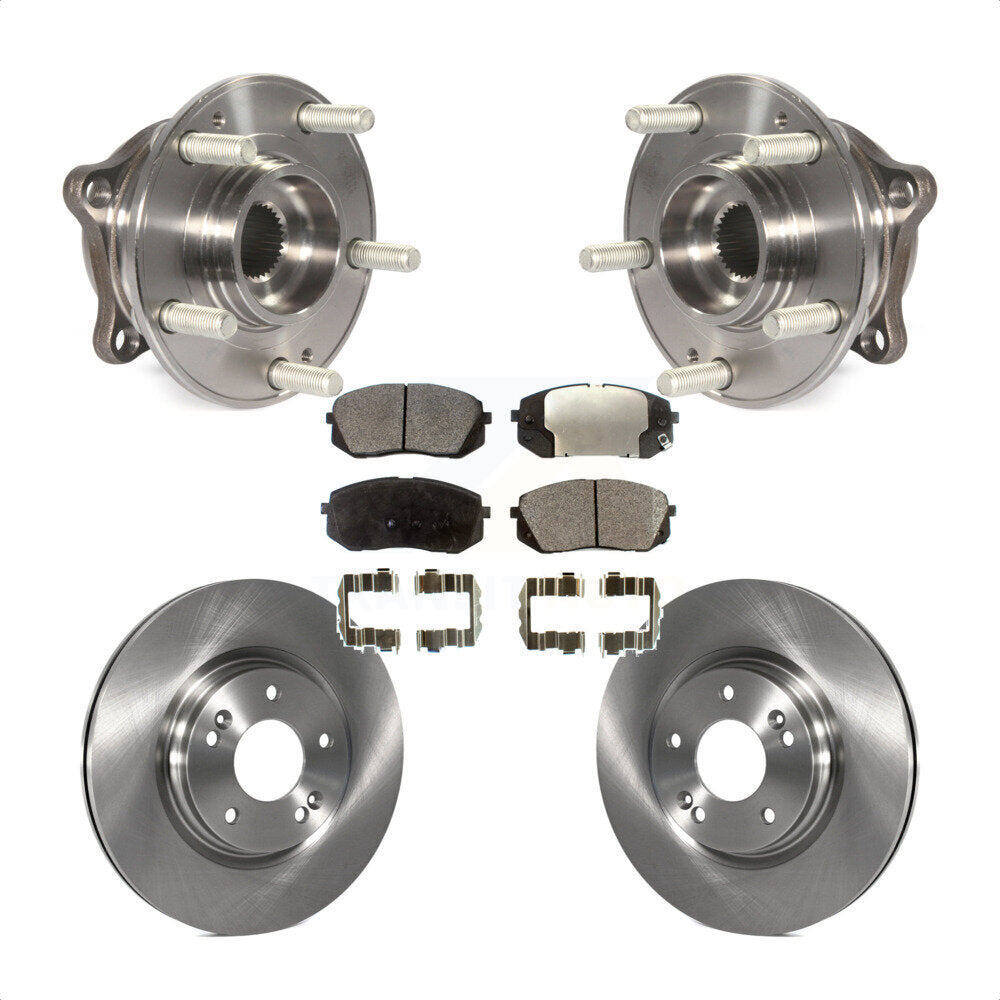 Hub Bearing Disc Brake Rotor & Pads Front Kit For 2015 Hyundai Sonata GAS engine