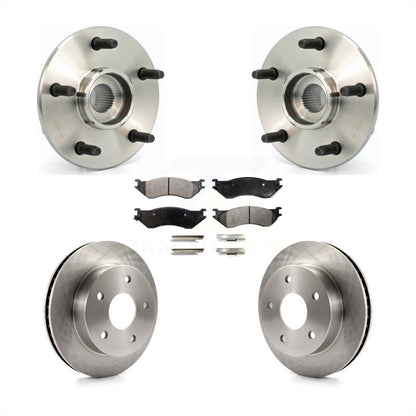 Hub Bearing Brake Rotor & Pads Front Kit For Dodge Ram 1500 4WD with 2-Wheel ABS
