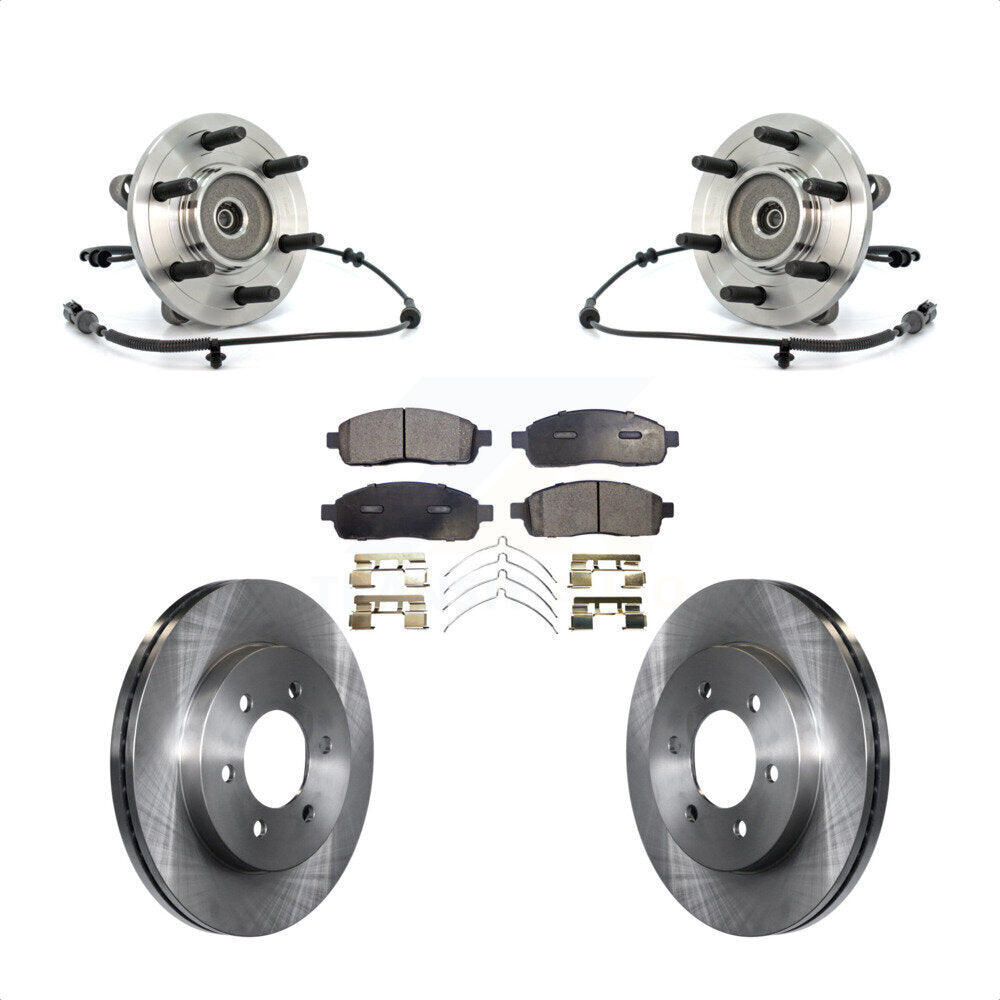 Hub Bearing Assembly Disc Brake Rotors And Pads Front Kit For Ford F-150 4WD