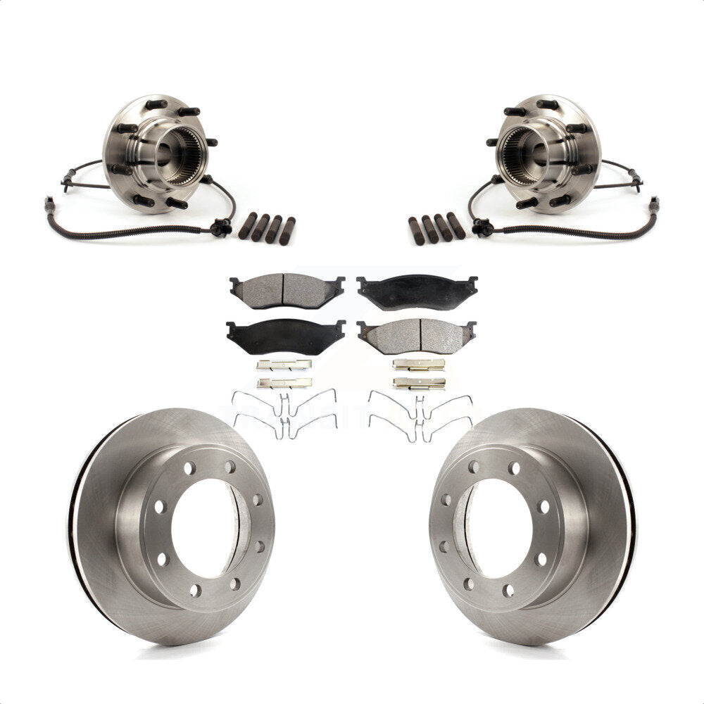 Hub Bearing Assembly Disc Brake Rotor & Pads Front Kit For Ford F-550 Super Duty