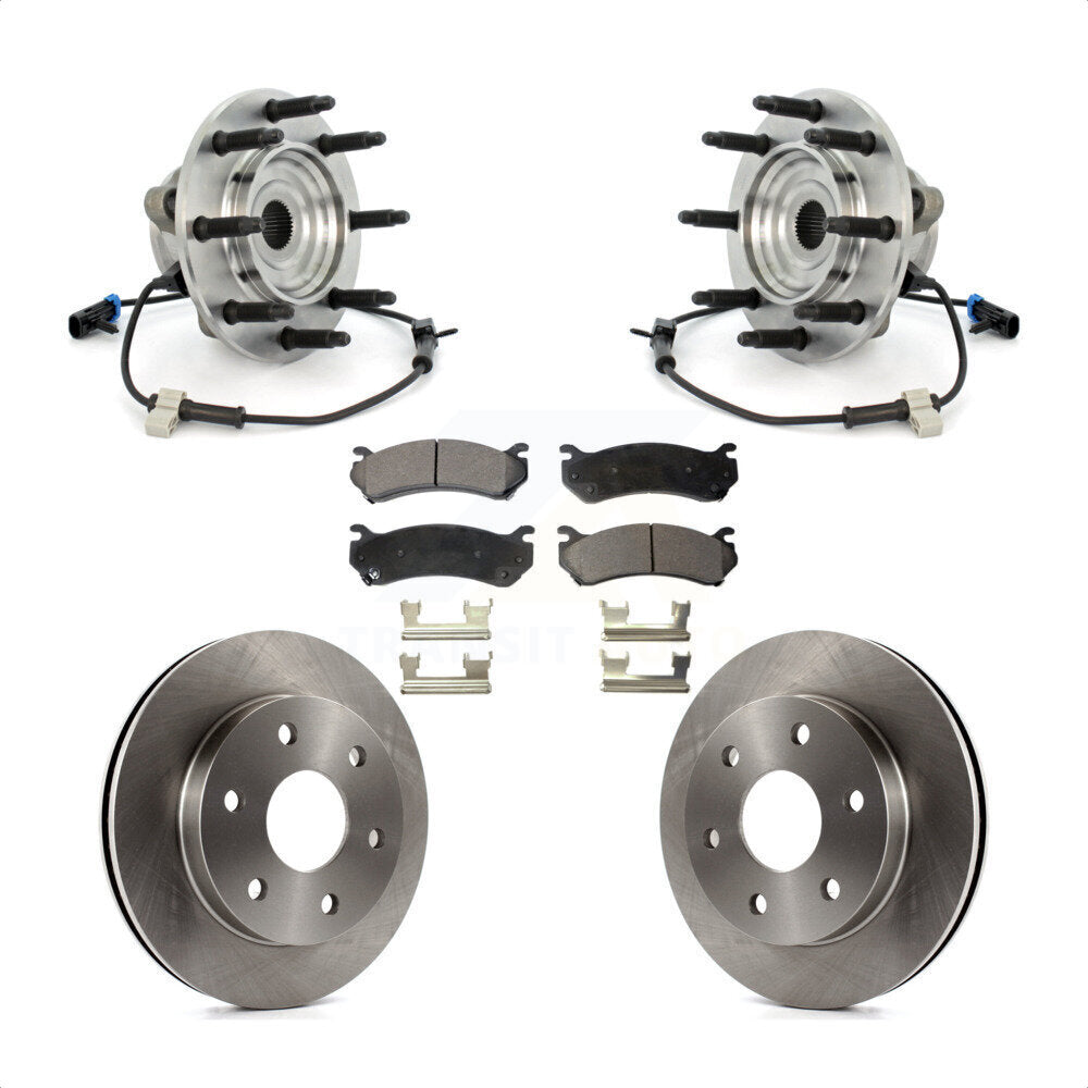 Hub Bearing Brake Rotor & Pads Front Kit For Chevrolet Silverado 1500 GMC Sierra