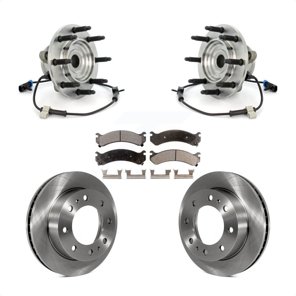 Hub Bearing Brake Rotor Pad Front Kit For GMC Chevrolet Sierra 2500 HD Silverado
