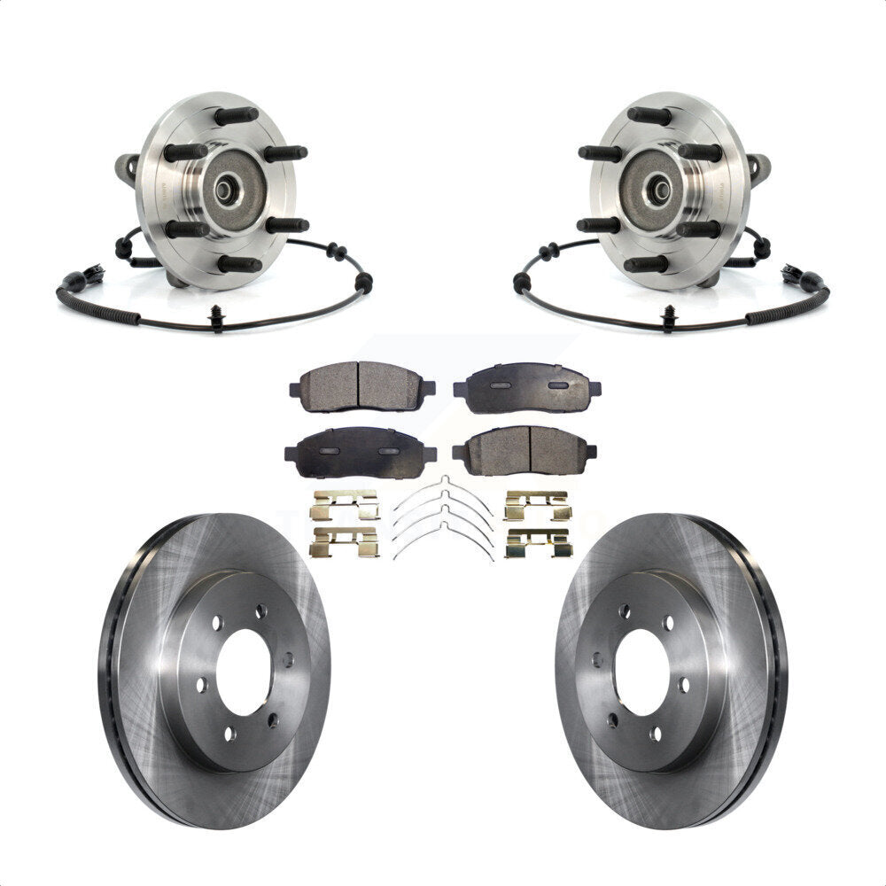 Hub Bearing Disc Brake Rotor & Pads Front Kit For Ford F-150 Lincoln Mark LT 4WD