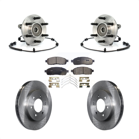 Hub Bearing Disc Brake Rotor & Pads Front Kit For Ford F-150 Lincoln Mark LT 4WD