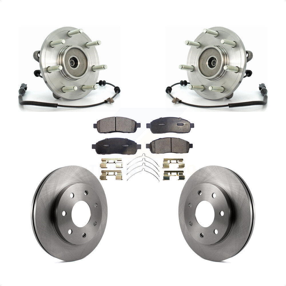 Hub Bearing Disc Brake Rotor & Pads Front Kit For Ford F-150 Lincoln Mark LT 4WD