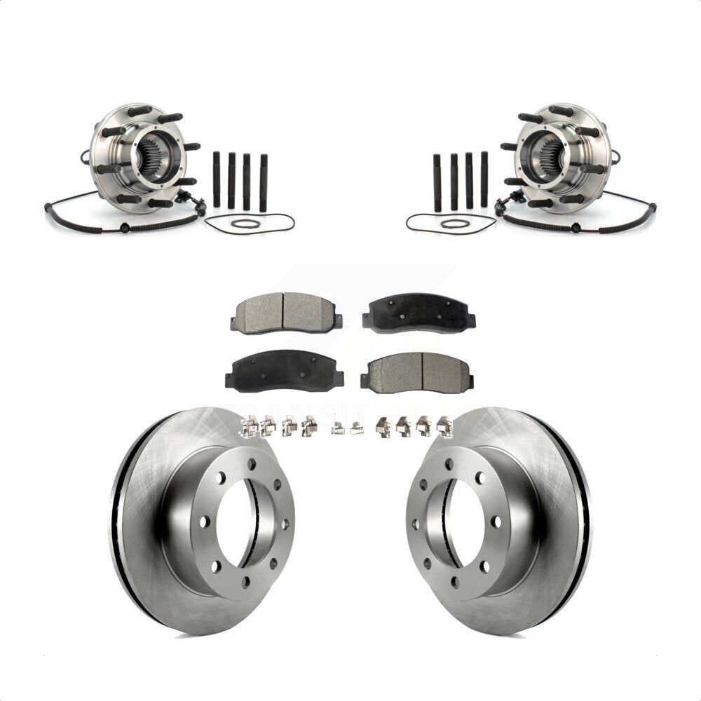 Hub Bearing Assembly Brake Rotor & Pad Front Kit For Ford F-250 Super Duty F-350