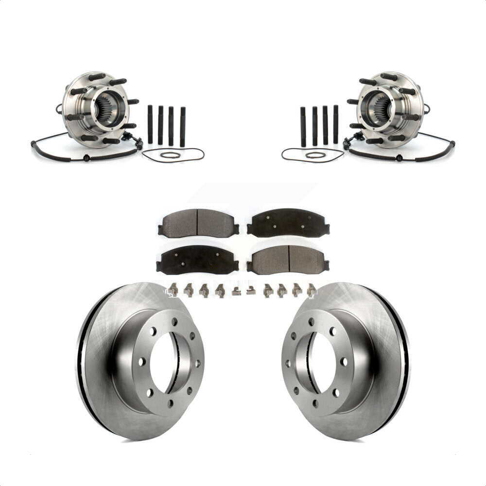 Hub Bearing Disc Brake Rotor & Pads Front Kit For 2010 Ford F-250 Super Duty 4WD