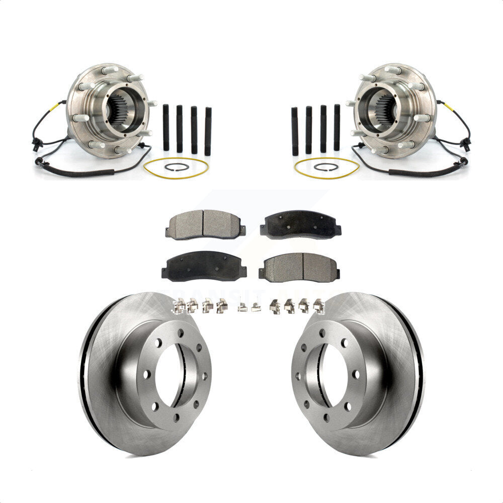 Hub Bearing Assembly Disc Brake Rotor & Pads Front Kit For Ford F-250 Super Duty