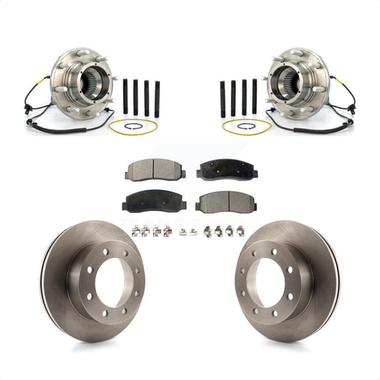Hub Bearing Assembly Brake Rotor And Pad Front Kit For Ford F-350 Super Duty 4WD