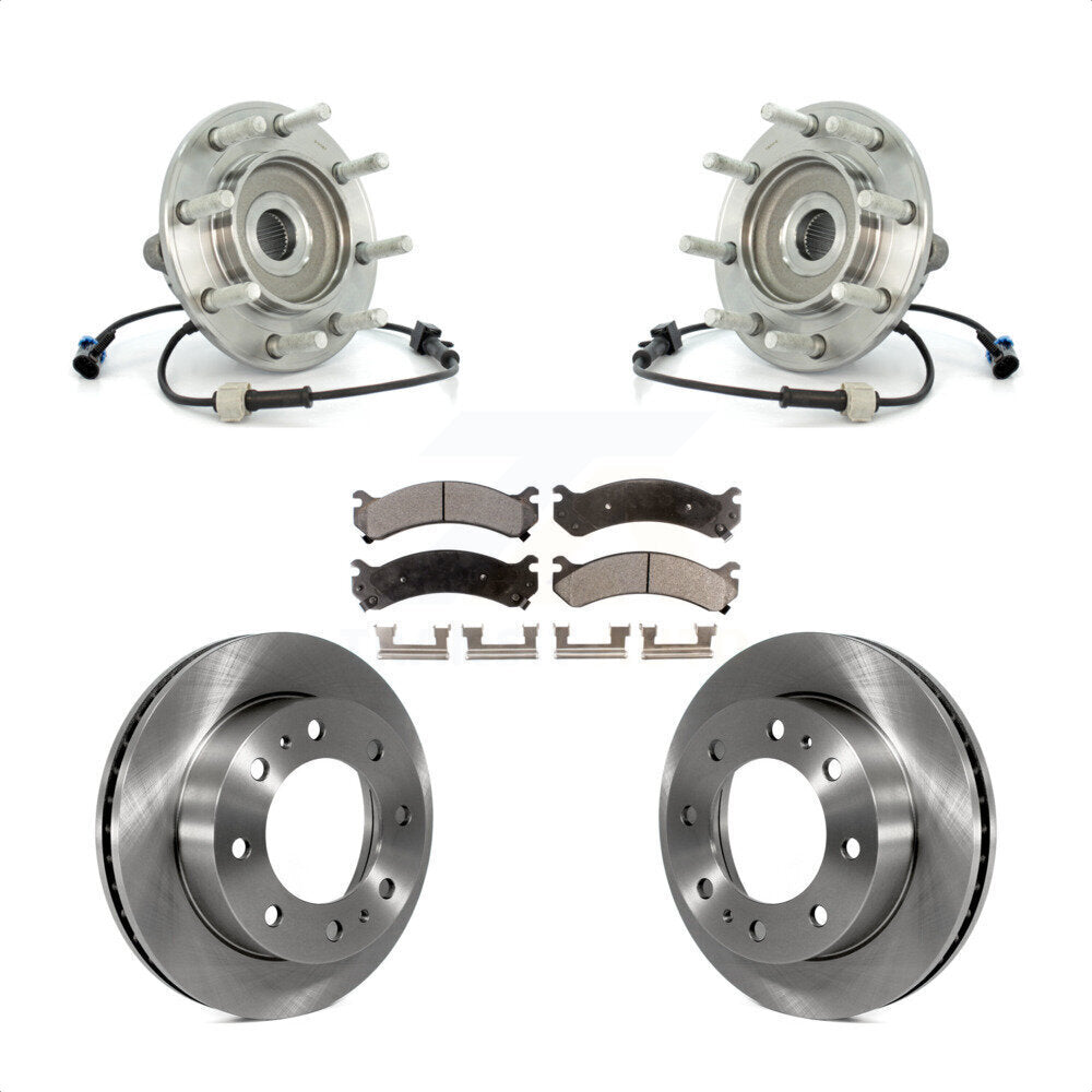 Hub Bearing Brake Rotor & Pads Front Kit For Chevrolet GMC Sierra 3500 Silverado