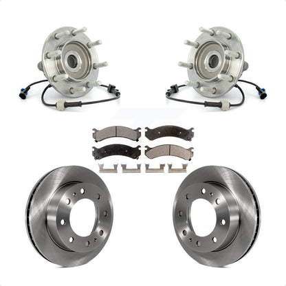 Hub Bearing Brake Rotor & Pads Front Kit For Chevrolet GMC Sierra 3500 Silverado