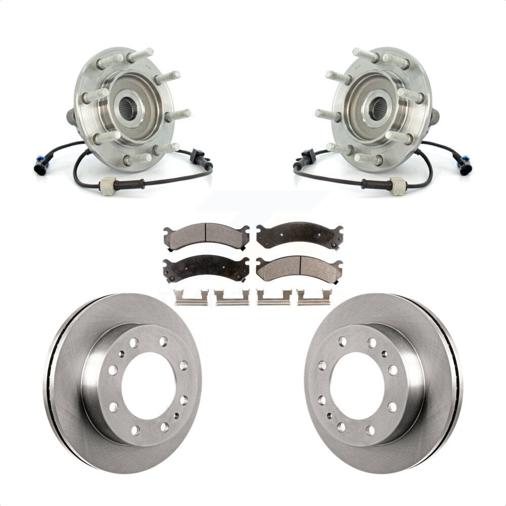 Hub Bearing Brake Rotor & Pads Front Kit For Chevrolet GMC Sierra 3500 Silverado
