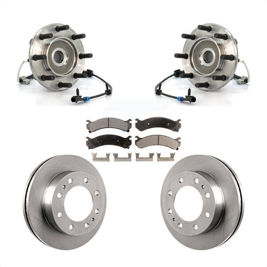Hub Bearing Brake Rotor & Pads Front Kit For GMC Sierra 3500 Chevrolet Silverado