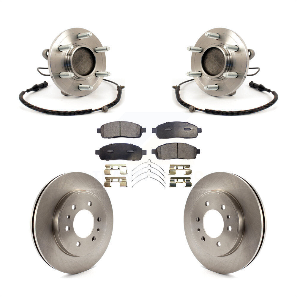 Hub Bearing Assembly Disc Brake Rotor And Pads Front Kit For 2009 Ford F-150 RWD