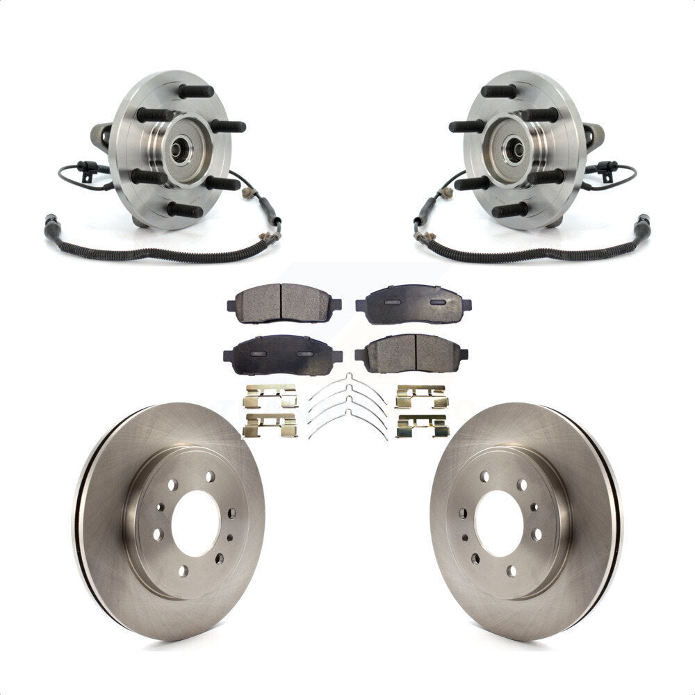 Hub Bearing Assembly Disc Brake Rotor And Pads Front Kit For 2009 Ford F-150 4WD