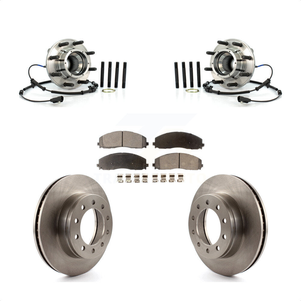 Hub Bearing Disc Brake Rotor & Pads Front Kit For 2013 Ford F-250 Super Duty 4WD