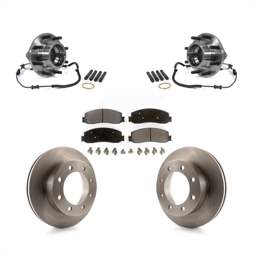 Hub Bearing Disc Brake Rotor & Pads Front Kit For 2011 Ford F-350 Super Duty 4WD