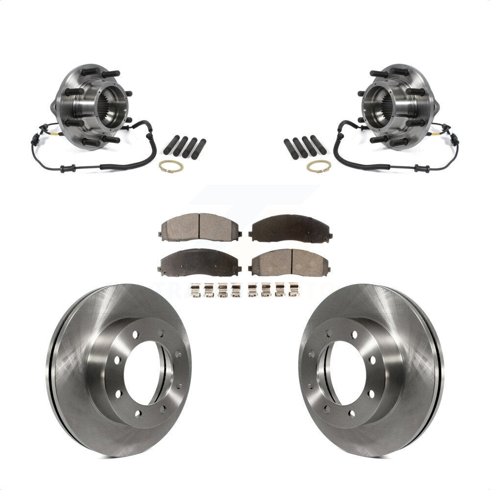 Hub Bearing Disc Brake Rotor & Pads Front Kit For 2014 Ford F-350 Super Duty 4WD