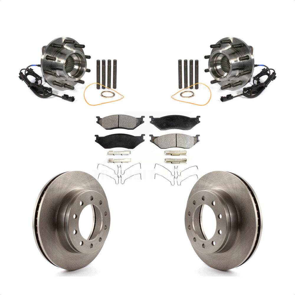 Hub Bearing Disc Brake Rotor Pad Front Kit For Ford F-450 Super Duty F-550 4 X