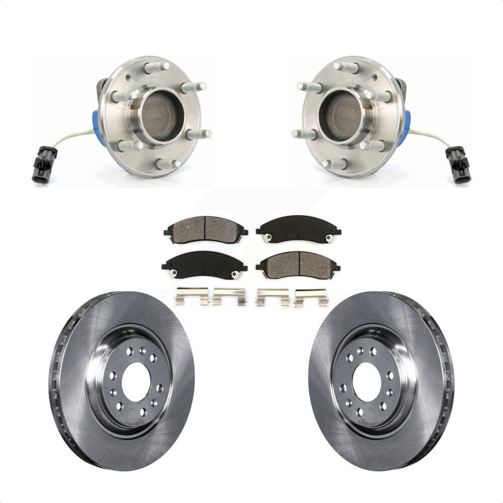 Hub Bearing Assembly Brake Rotor & Pads Front Kit For 2004-2009 Cadillac SRX RWD