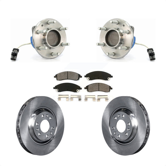 Hub Bearing Assembly Brake Rotor & Pads Front Kit For 2004-2009 Cadillac SRX RWD