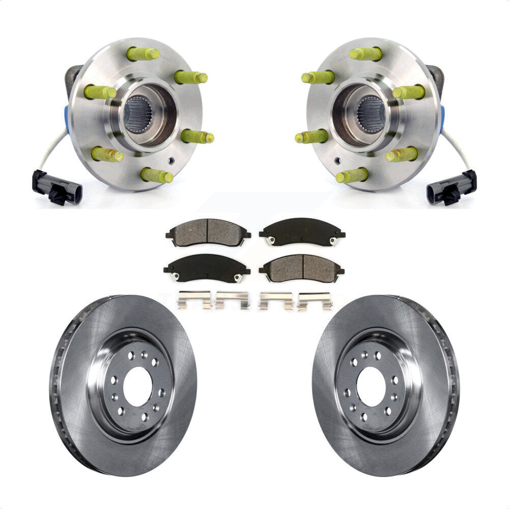 Hub Bearing Assembly Brake Rotor & Pads Front Kit For 2004-2009 Cadillac SRX AWD