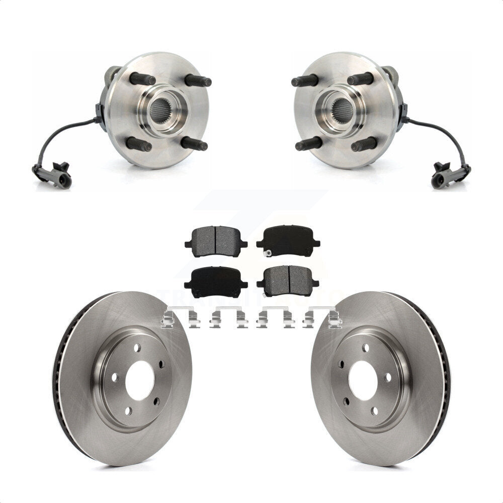 Hub Bearing Brake Rotor Pad Front Kit For 2004-2007 Saturn Ion With 4 Lug Wheels
